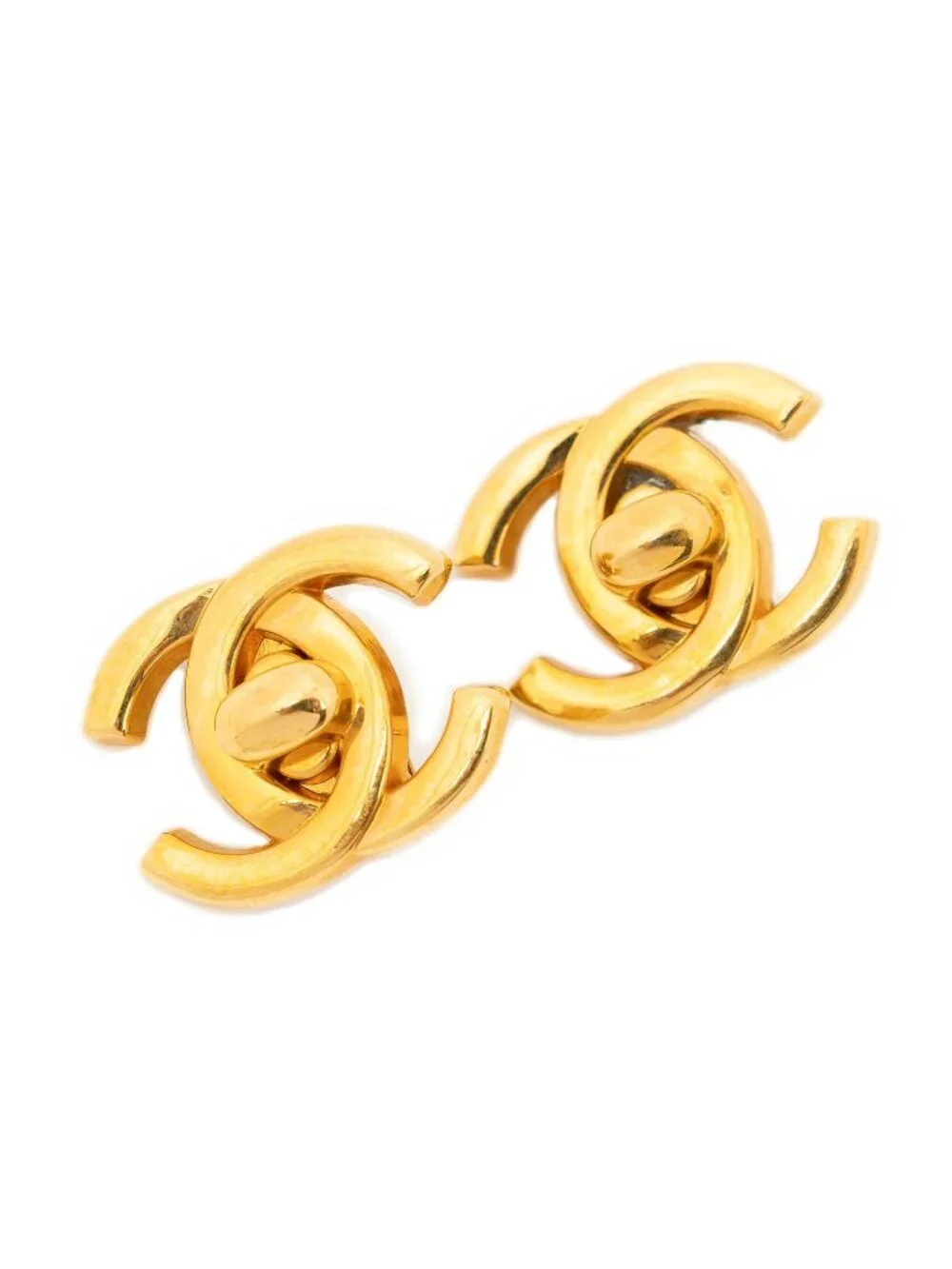 Chanel CC Turnlock Clip on Earrings Gold Plated